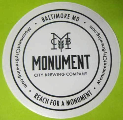 Baltimore MONUMENT CITY BREWING COMPANY 4 inch Beer STICKER Label MARYLAND 