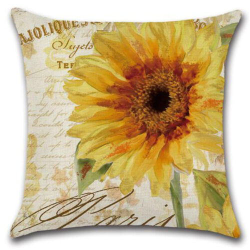 Sunflowers Pillow Cases Square Cotton Linen Car Home Decor Soft Cushion Covers