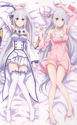 2WT Dakimakura Body Hugging Pillow Case Cover Anime Gift Re:Zero Emilia 160x50cm