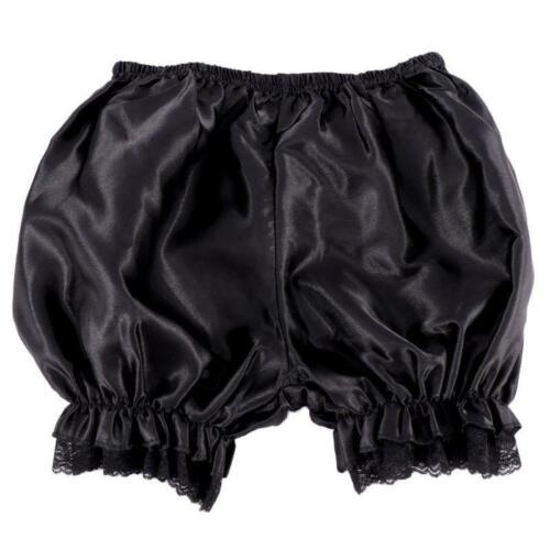 Women Imitation Silk Bloomers Ruffles Lace Trim Panties Victorian Pumpkin Shorts