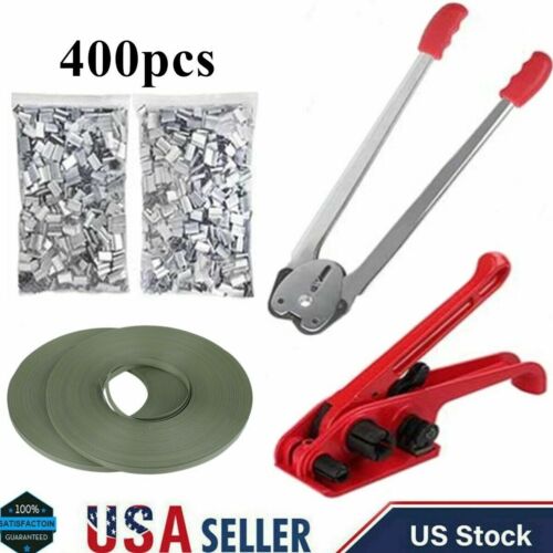 Strapping Tool Complete Machine Kit,400 Seals+2 Poly Strap Banding Roll 690ft US