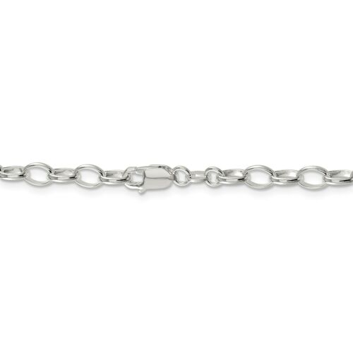 24/" Sterling Silver 5 mm solide plaine ouverte Rolo Link Chaîne Avec Homard Fermoir 16/"