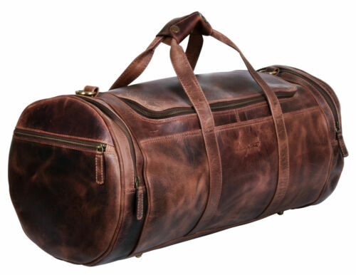 Brooklyn vintage marron en cuir véritable Nuit Voyage Gym tonneau bagages sac