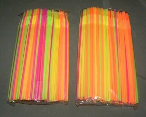 Multicolor 18" Plastic Drinking Party Straw Lot XL Neon Bendy Straws 400 ct 