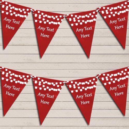 Red Watercolour Lights Birthday Bunting Garland Personalised Flag Banner 
