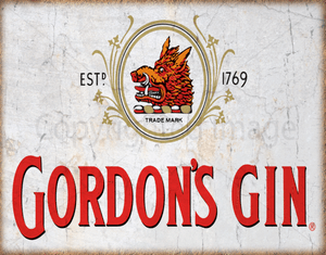 GORDON/'S LONDON DRY GIN Métal Tin Signe Affiche Plaque Murale