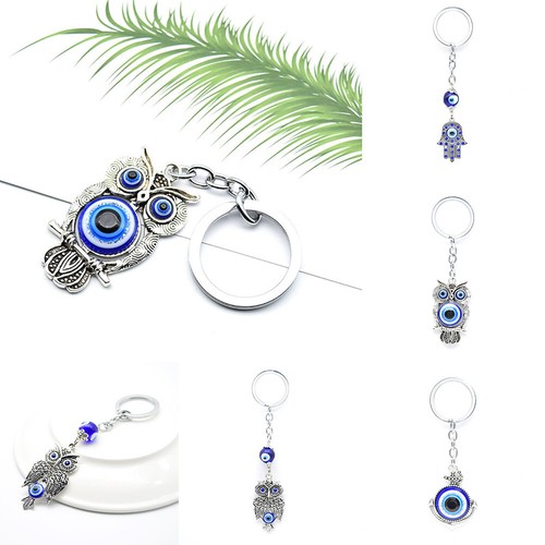 ALS/_ Evil Eye Hamsa Hand Rhinestone Pendant Keyring Bag Hanging Decor Key Chain