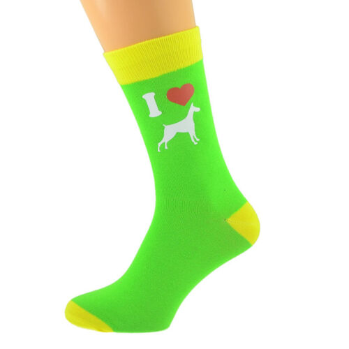 Lime Green /& Yellow Unisex Socks I Love Dobermans dog design