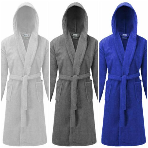 Details about  &nbsp;Unisex Egyptian Cotton Hooded Bath Robe Dressing Gown House Coat Terry Towelling
