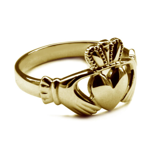 NEW 9ct Solid Yellow Gold Irish Claddagh Signet Rings Bespoke UK Hallmarked Ring 