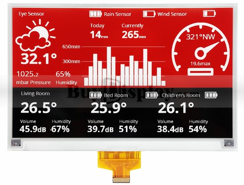 7.5 inch e-Ink 880x528 e-Paper Display Panel Red White Black SPI
