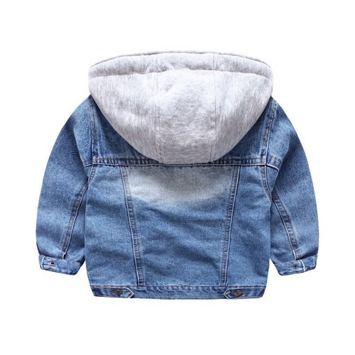 Children Boys Girls Coat Zipper Denim Baby Hoodies Jackets Outerwear 3-8Years