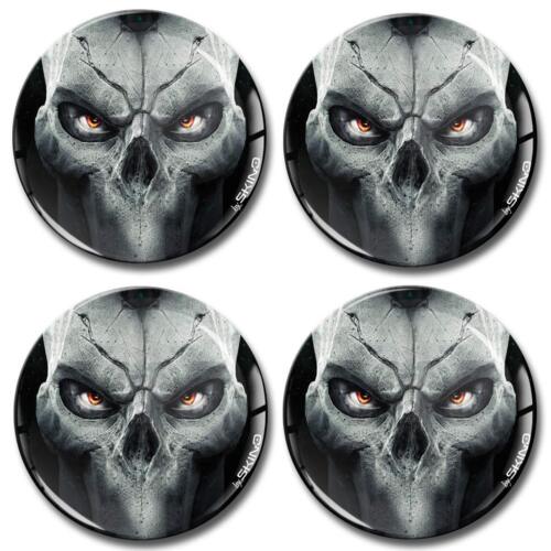 4 x Silicone Domed Skull Stickers For Wheel Centre Hub Caps Badge Emblem A 16