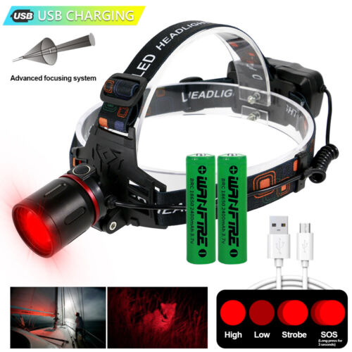 LED Headlamp USB Rechargeable Flashlight Waterproof Head Lamp Torch Camping 