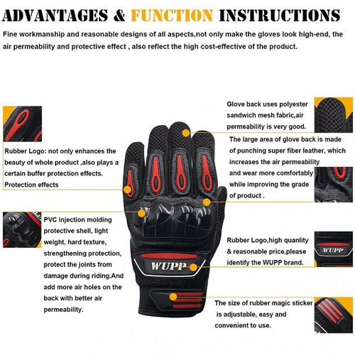 Pair X Xl XXL Full-Finger Motorcycle Gloves Touch Screen Non-slip Breathable