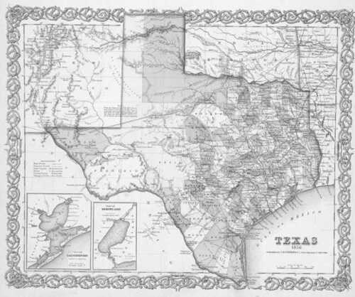1856 TEXAS MAP TX River Oaks Robinson Robstown Rockport Roma Los Saenz Rosenberg