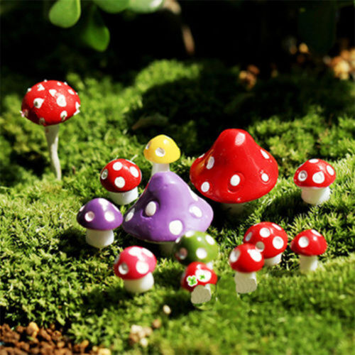 20Pcs Mini Mushroom Figurines Bonsai Crafts Micro Landscape Fairy Garden 7Colors 