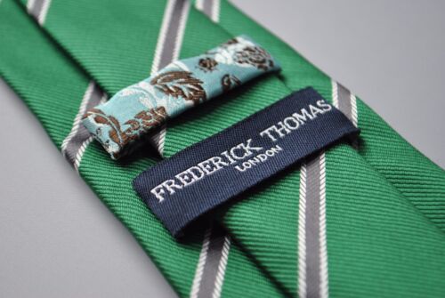 Frederick Thomas dark green and grey club striped mens tie FT1703 