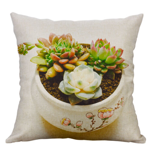 Linen pillow case cactus green leaves throw sofa car cushion cover Home Decor 