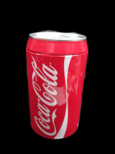 BRAND NEW Coca-Cola Tin Can Piggy Bank Coin Bank Red Swish Logo 