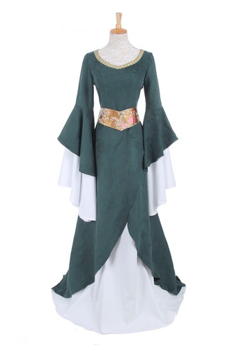 Women Medieval Renaissance Bell Sleeve Celtic Gown Maxi Dress Cosplay Costume