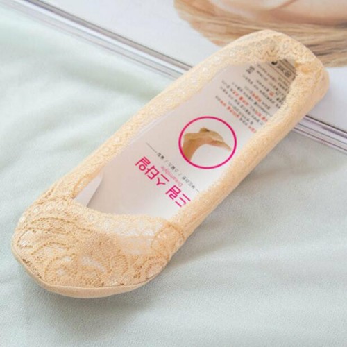 Women Lace Toe Ankle Antiskid Invisible Liner No Show Low Cut Elastic Boat Socks