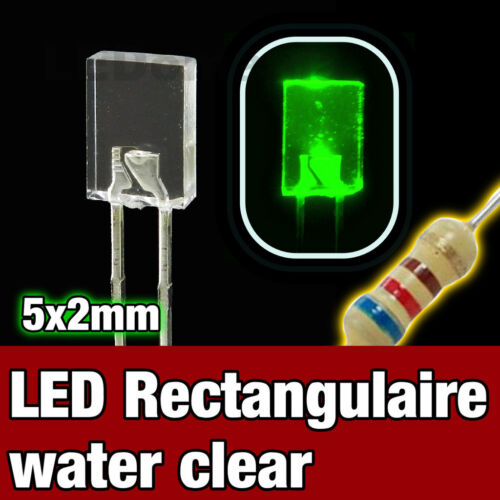 Rectangular LED Green 324V//100# LED rectangulaire 5x2 verte 100pcs