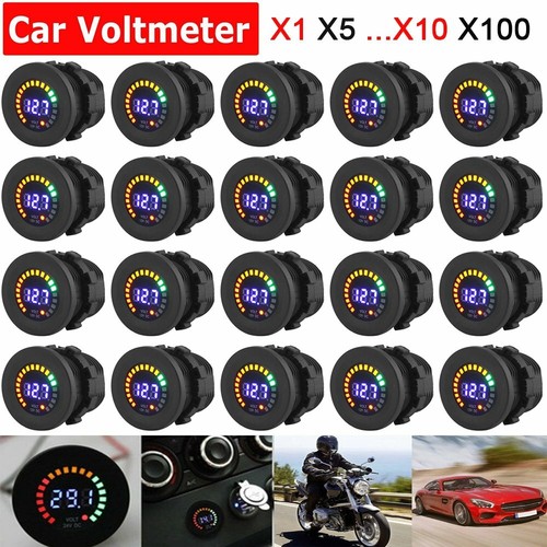 LOT 1-100PCS 12V Car Van Boat Marine LED Voltmeter Meter Battery Gauge UMA