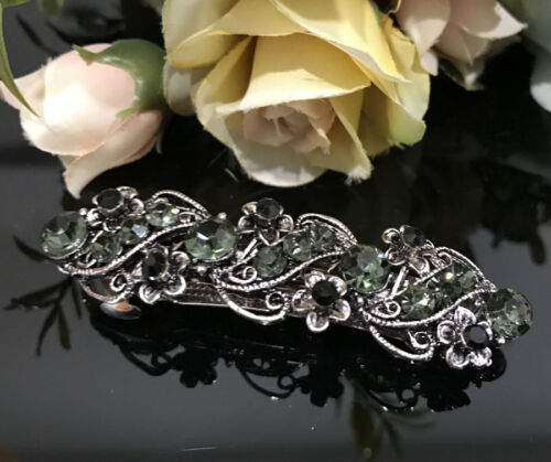 Sparkling beautiful Antique tone rhinestone crystal hair clip barrette 