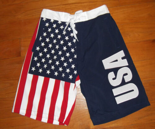USA flag board shorts American swimming trunks size Small 