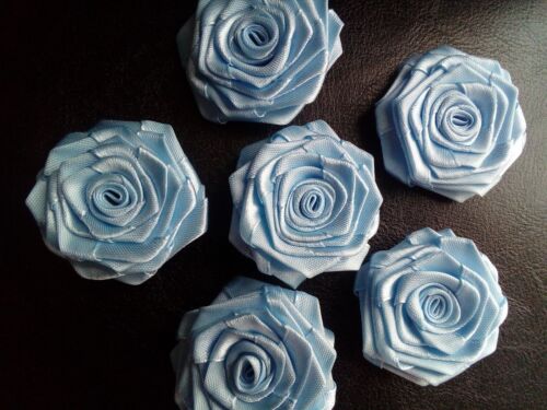 47-50mm Satin Ribbon Roses Applique Sewing Wedding  Purple White Ivory 