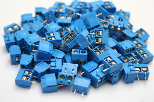 LOTS 100PCS 2 Pin Plug-in Screw Terminal Connector 5.08MM Pitch Panel PCB Mount