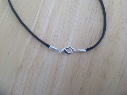 Necklace Cord For Pendant Black Satin 14" Silver Plated Lobster Clasp 