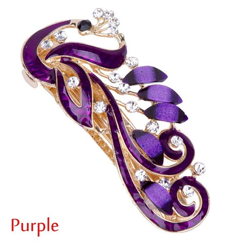 Kristall Hairpin Shinning Barrette Strass Kopfbedeckung Pfau Haarspange
