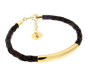 Personalized Leather Bracelet for Women with Gold Charm / Trendy Custom Jewelry | eBay