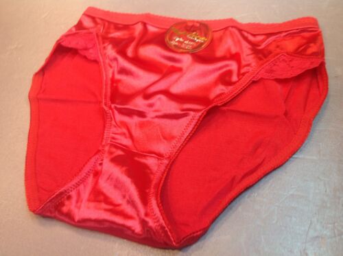Women Panties Briefs Bikinis SELINA Size XXL Red Satin Silky W//Net /&Decoration