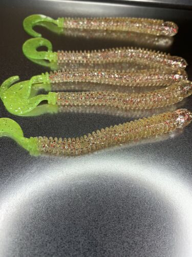 Details about   100 Pack 4” Ring Worm Golden Cracker/Chartreuse Taill 