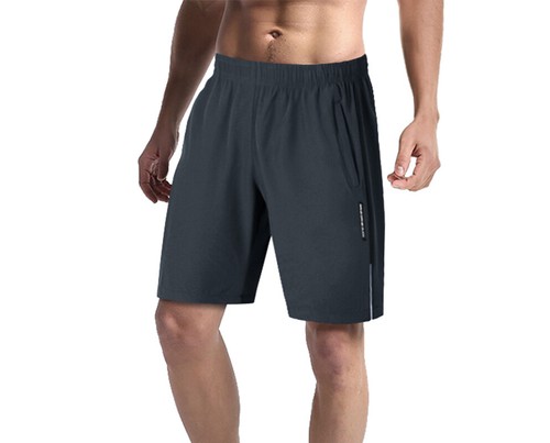 Mens Casual Shorts Gym Workout Joggers Running Sweatshort with Reflective Stripe