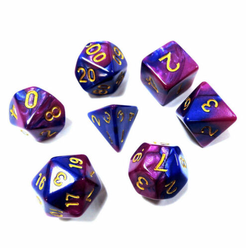7pcs//Set TRPG Game Dungeons /& Dragons Polyhedral D4-D20 Multi Sided Acrylic Dice