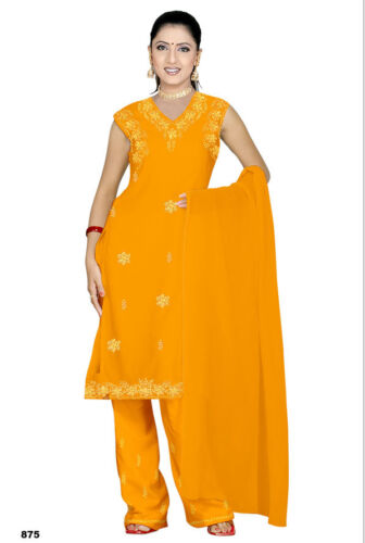 Salwar kameez set carnaval sari Boho india Bollywood amarillo en 4 tamaños 