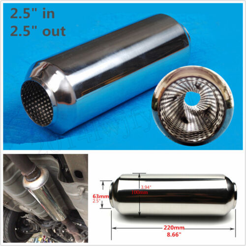 Universal ID//OD 63mm Stainless Middle Car Exhaust Pipe Tornado Muffler Silencer