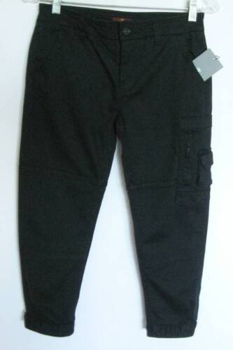 14 NWT 7 for All Mankind Girls Black Maggee Cropped Cargo Pants #7FBYG121