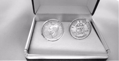 THOUGHTFUL GIFT SILVER SIXPENCE COINS IN CUFFLINKS YEARS 1928-1967 AVAILABLE  w7 