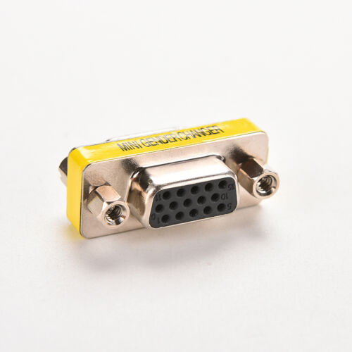 VGA SVGA 15 Pin Female to Female F//F Mini Gender Changer Adapter Connector CYCA