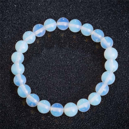 8mm Round Crystal Moonstone Natural Stone Stretched Beaded Bracelet forWomenGNCA 