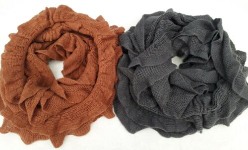 BNWT Hiver Chaud Doux Dentelle Knit Snood/Endless foulards gris ou marron clair 