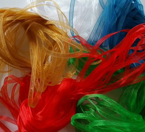 COLOURS OF CHRISTMAS Craft Ribbon 50m NARROW ORGANZA RIBBON