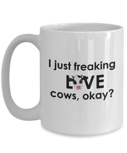 I Just Freaking Love Cows Ok Mug - Funny Tea Hot Cocoa Coffee Cup - Novelty...