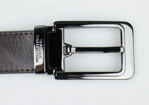 New in Box VERSACE COLLECTION Brown Leather Belt Size 48 Cut To Size $295