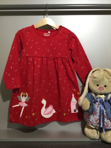 Schönes Kleid Tunika Baumwolle Baby Mädchen Rot Englandmode Gr 68//74 6-9 M